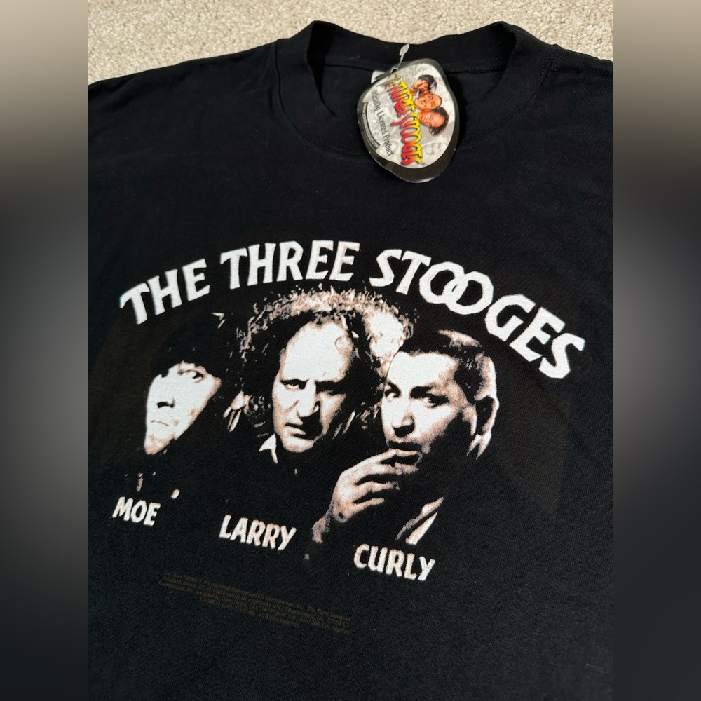 Vintage Three 3 Stooges Licensed Graphic T-Shirt Deadstock NOS - Size Large